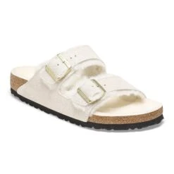 Birkenstock Arizona Shearling Suede Leather Antique White