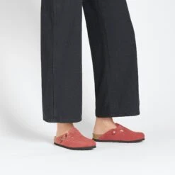 Birkenstock Boston Suede Embossed Corduroy Sienna Red -Birkenstock Sale Store 1026198 f look f