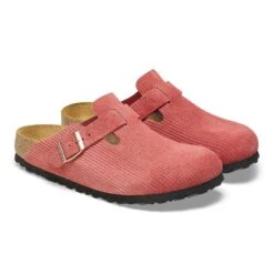 Birkenstock Boston Suede Embossed Corduroy Sienna Red -Birkenstock Sale Store 1026198 pair