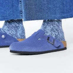 Birkenstock Boston Suede Embossed Corduroy Indigo -Birkenstock Sale Store 1026203 f closeup f