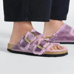 Birkenstock Arizona Big Buckle Shearling Oiled Leather Lavender 25 Birkenstock Arizona Big Buckle Shearling Oiled Leather Lavender -Birkenstock Sale Store 1026252 f closeup f