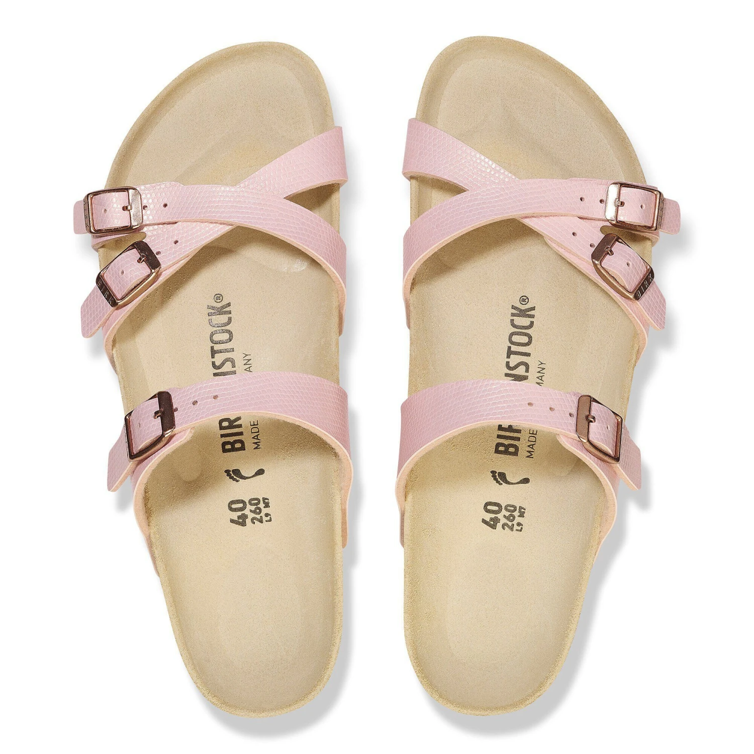 Birkenstock Franca Birko-Flor Embossed Shiny Light Rose 2 Birkenstock Franca Birko-Flor Embossed Shiny Light Rose - Image 2