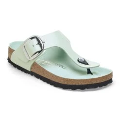Birkenstock Gizeh Big Buckle Natural Leather Patent High Shine Surf Green