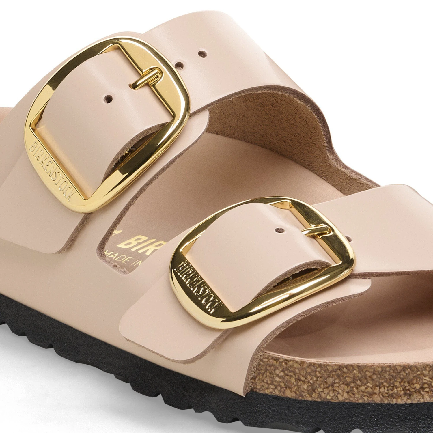 Birkenstock Arizona Big Buckle Natural Leather Patent High Shine New Beige 8 Birkenstock Arizona Big Buckle Natural Leather Patent High Shine New Beige - Image 8