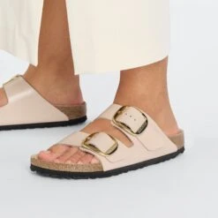 Birkenstock Arizona Big Buckle Natural Leather Patent High Shine New Beige 11 Birkenstock Arizona Big Buckle Natural Leather Patent High Shine New Beige -Birkenstock Sale Store 1026478 f closeup f