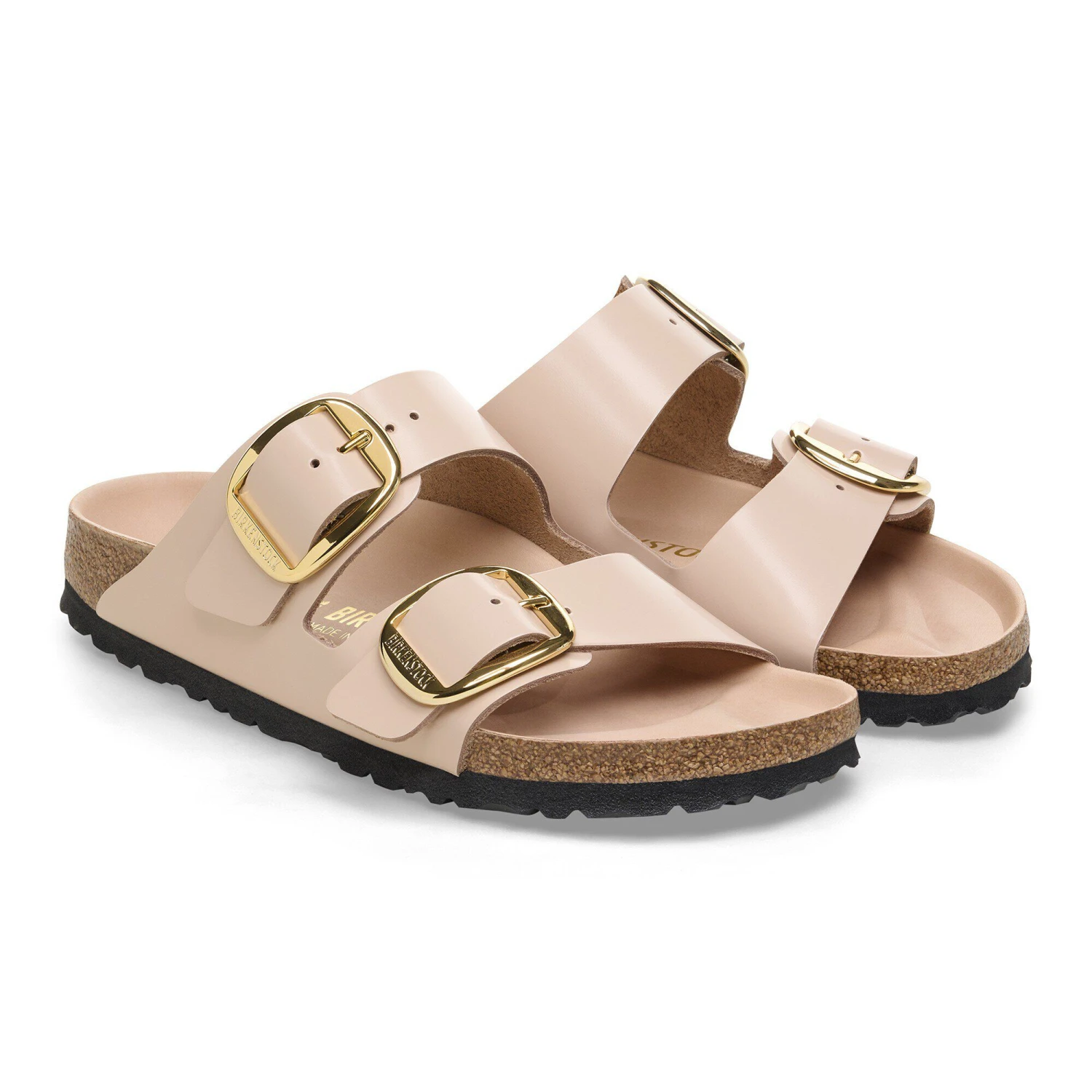 Birkenstock Arizona Big Buckle Natural Leather Patent High Shine New Beige 7 Birkenstock Arizona Big Buckle Natural Leather Patent High Shine New Beige - Image 7