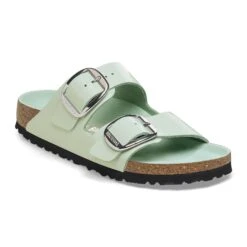 Birkenstock Arizona Big Buckle Natural Leather Patent High Shine Surf Green