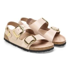 Birkenstock Milano Big Buckle Natural Leather Patent High Shine New Beige -Birkenstock Sale Store 1026511 pair