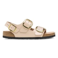 Birkenstock Milano Big Buckle Natural Leather Patent High Shine New Beige -Birkenstock Sale Store 1026511 side