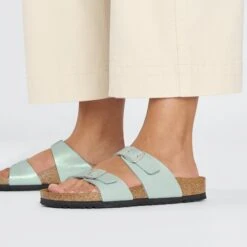 Birkenstock Sydney Birko-Flor Graceful Surf Green -Birkenstock Sale Store 1026513 f closeup f