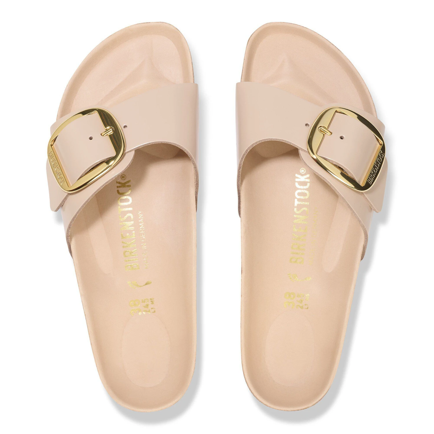 Birkenstock Madrid Big Buckle Natural Leather Patent High Shine New Beige 2 Birkenstock Madrid Big Buckle Natural Leather Patent High Shine New Beige - Image 2