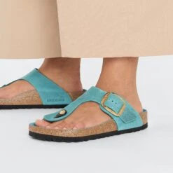 Birkenstock Gizeh Big Buckle Oiled Leather Biscay Bay 12 Birkenstock Gizeh Big Buckle Oiled Leather Biscay Bay -Birkenstock Sale Store 1026610 f closeup f