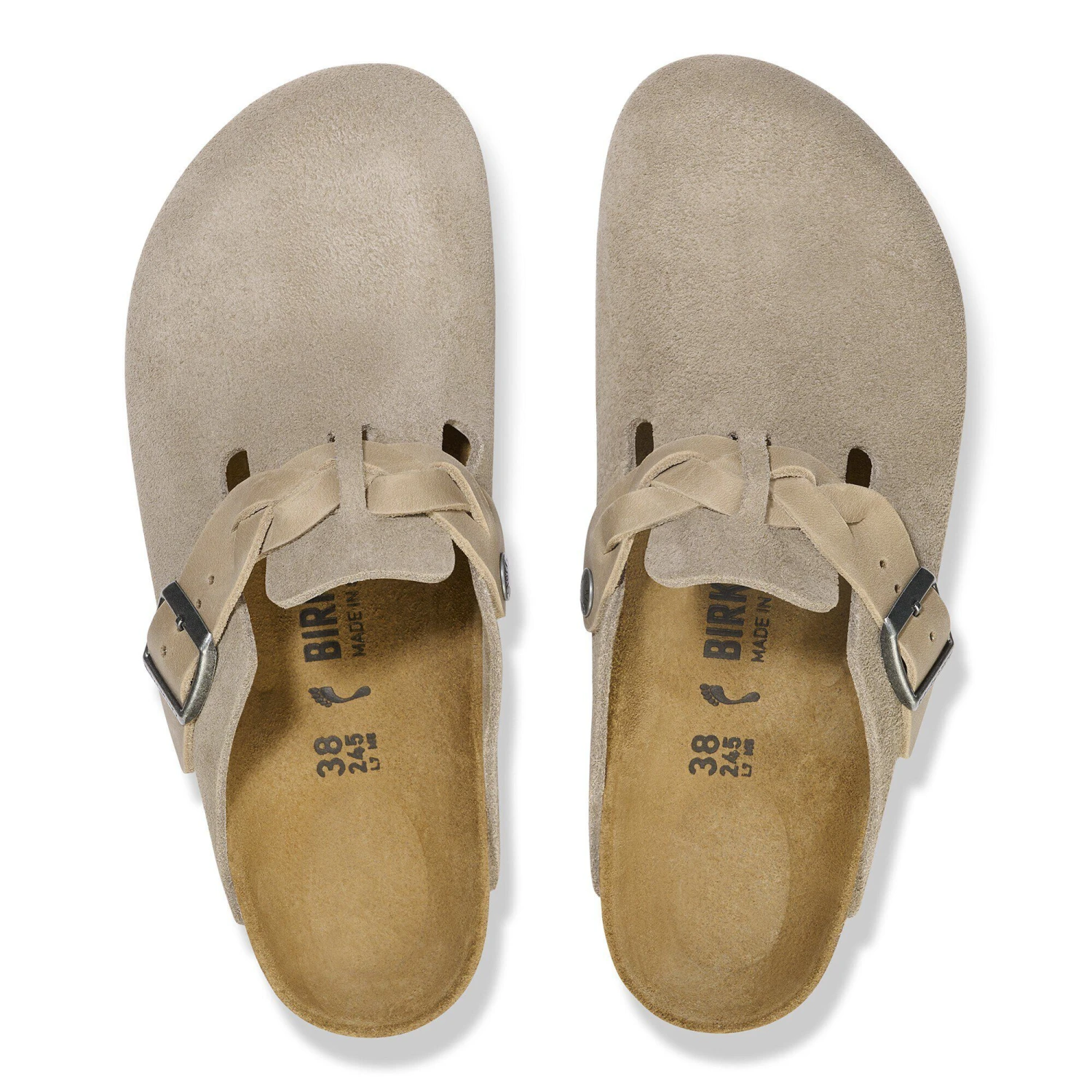 Birkenstock Boston Braided Suede Leather Taupe 2 Birkenstock Boston Braided Suede Leather Taupe - Image 2