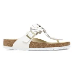 Birkenstock Gizeh Flower Leather White 10 Birkenstock Gizeh Flower Leather White -Birkenstock Sale Store 1026686 side