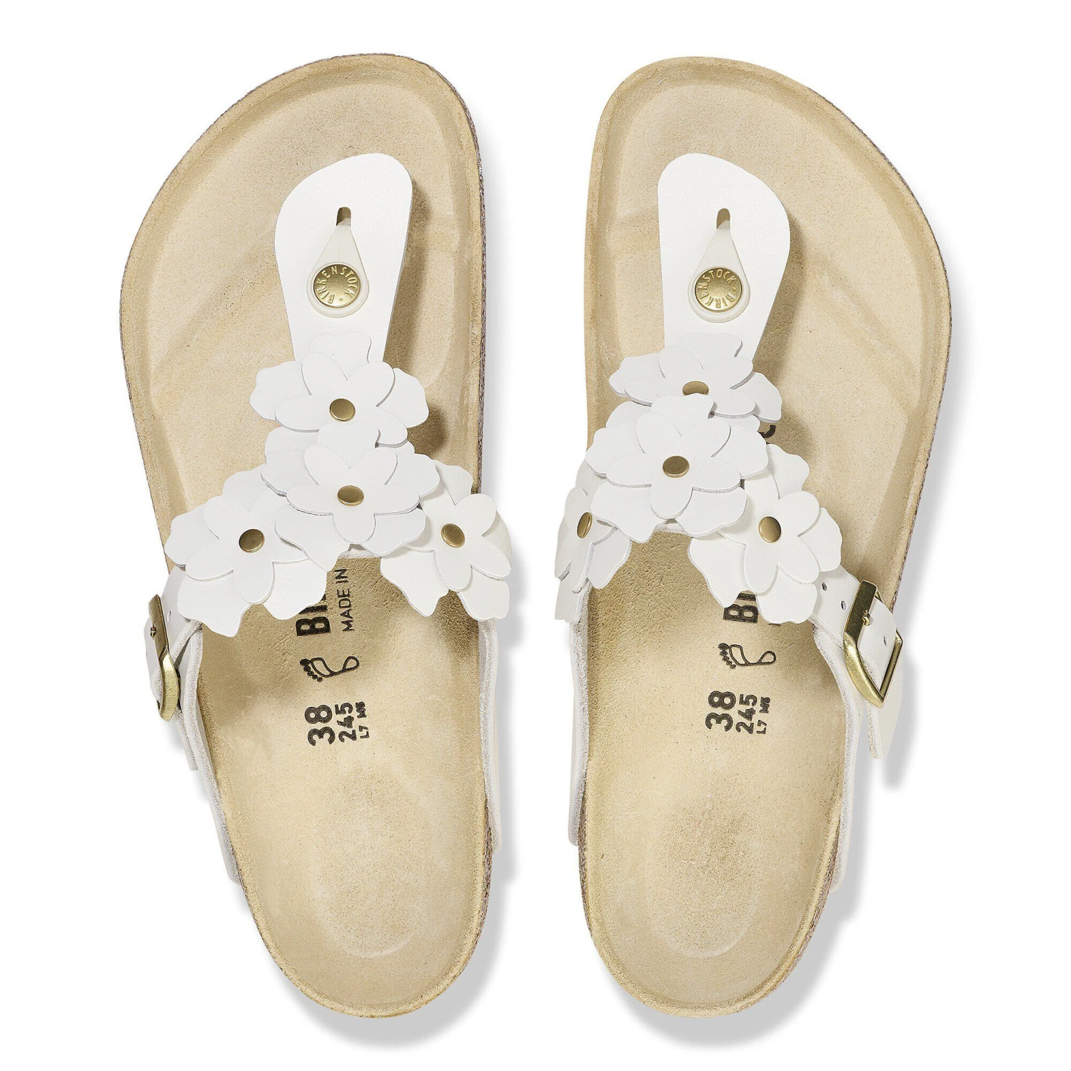 Birkenstock Gizeh Flower Leather White 2 Birkenstock Gizeh Flower Leather White - Image 2
