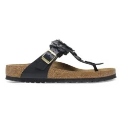 Birkenstock Gizeh Flower Leather Black -Birkenstock Sale Store 1026693 side
