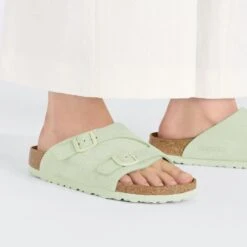 Birkenstock Zürich Suede Leather Faded Lime -Birkenstock Sale Store 1026775 f closeup f