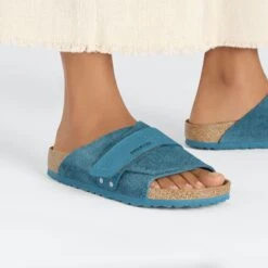 Birkenstock Kyoto Suede Leather Deep Turquoise -Birkenstock Sale Store 1026801 f closeup f
