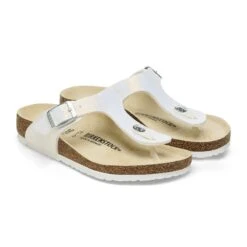 Birkenstock Gizeh Kids BS Birko-Flor Embossed Shiny White -Birkenstock Sale Store 1026847 pair