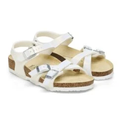 Birkenstock Kumba Kids Birko-Flor Embossed Shiny White -Birkenstock Sale Store 1026882 pair