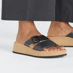 Almina Natural Leather-Synthetics Black -Birkenstock Sale Store 1026889 f closeup f