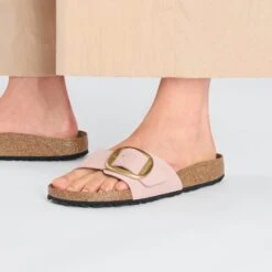 Birkenstock Madrid Big Buckle Nubuck Leather Soft Pink -Birkenstock Sale Store 1026943 f closeup f