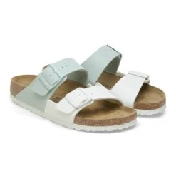 Birkenstock Arizona Split Birko-Flor White/Surf Green -Birkenstock Sale Store 1027041 pair