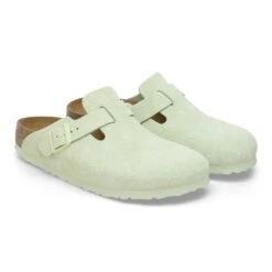 Birkenstock Boston Soft Footbed Suede Leather Faded Lime -Birkenstock Sale Store 1027648 pair