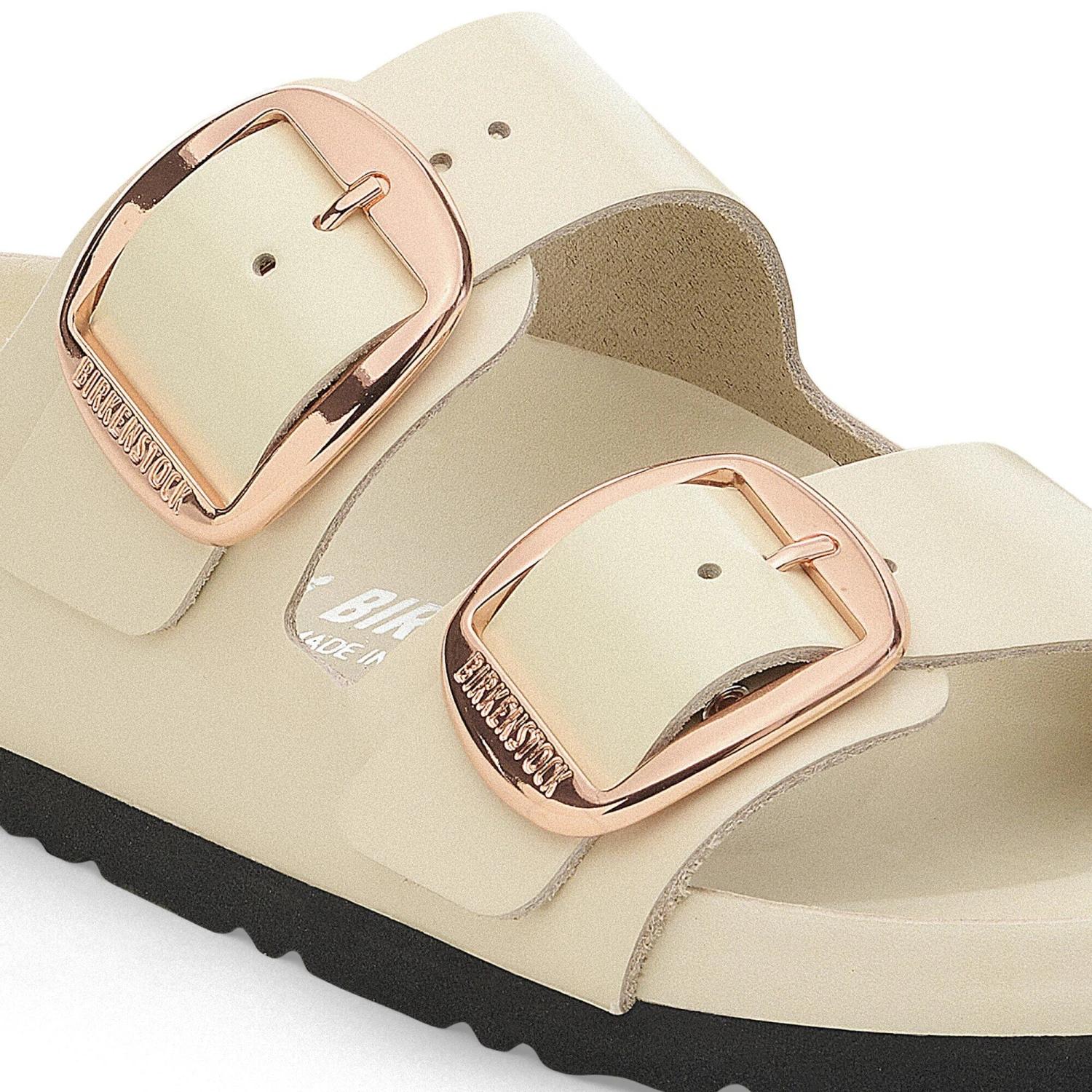 Birkenstock Arizona Big Buckle Natural Leather Patent High Shine Ecru 5 Birkenstock Arizona Big Buckle Natural Leather Patent High Shine Ecru - Image 5