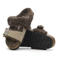 Birkenstock Arizona Teddy Split Suede Leather-Shearling Concrete Gray/ Stone Coin -Birkenstock Sale Store 1027882 sole