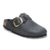 Birkenstock Boston Big Buckle Shearling Oiled Leather Midnight Blue