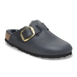 Birkenstock Boston Big Buckle Shearling Oiled Leather Midnight Blue