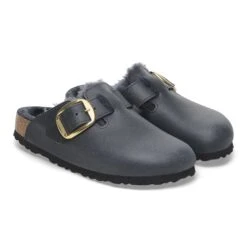Birkenstock Boston Big Buckle Shearling Oiled Leather Midnight Blue -Birkenstock Sale Store 1027998 pair