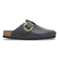 Birkenstock Boston Big Buckle Shearling Oiled Leather Midnight Blue -Birkenstock Sale Store 1027998 side