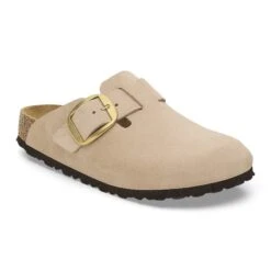 Birkenstock Boston Big Buckle Nubuck Leather Sandcastle