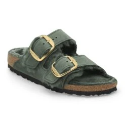 Birkenstock Arizona Big Buckle Shearling Oiled Leather Thyme