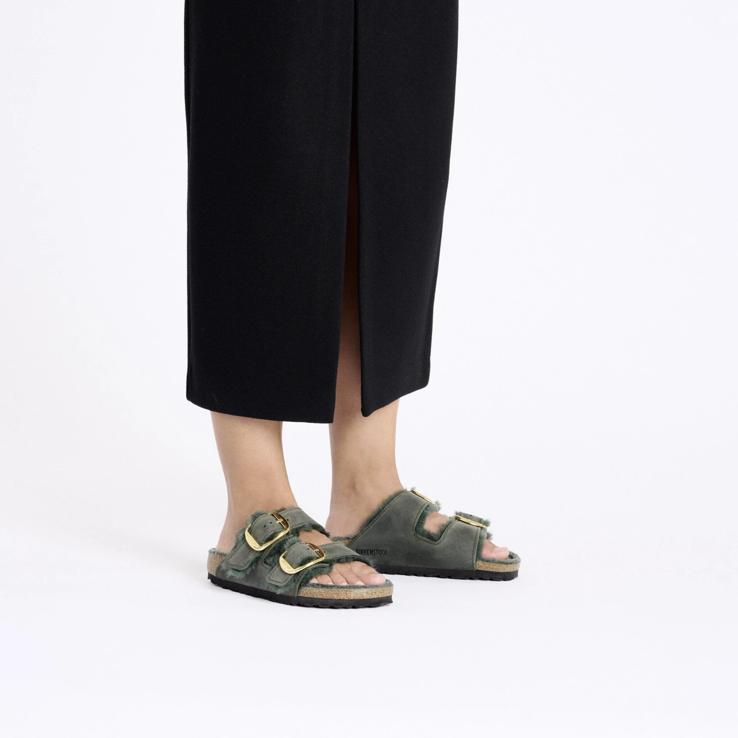 Birkenstock Arizona Big Buckle Shearling Oiled Leather Thyme 6 Birkenstock Arizona Big Buckle Shearling Oiled Leather Thyme - Image 6