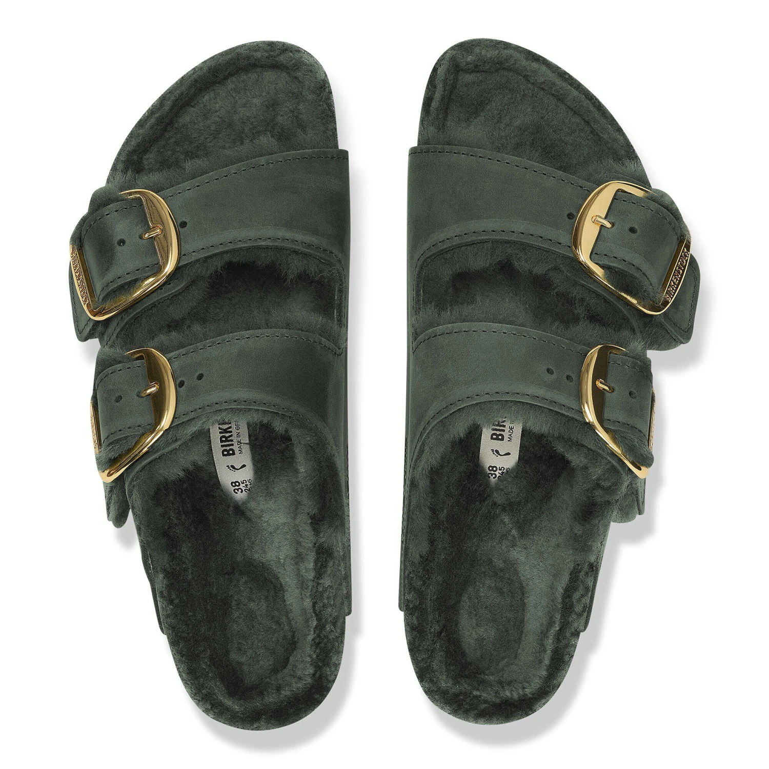 Birkenstock Arizona Big Buckle Shearling Oiled Leather Thyme 2 Birkenstock Arizona Big Buckle Shearling Oiled Leather Thyme - Image 2