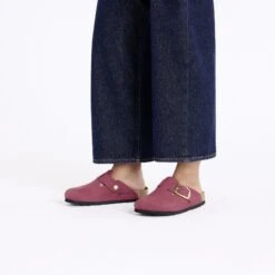Birkenstock Boston Big Buckle Nubuck Leather Berry Crush -Birkenstock Sale Store 1028045 f look f