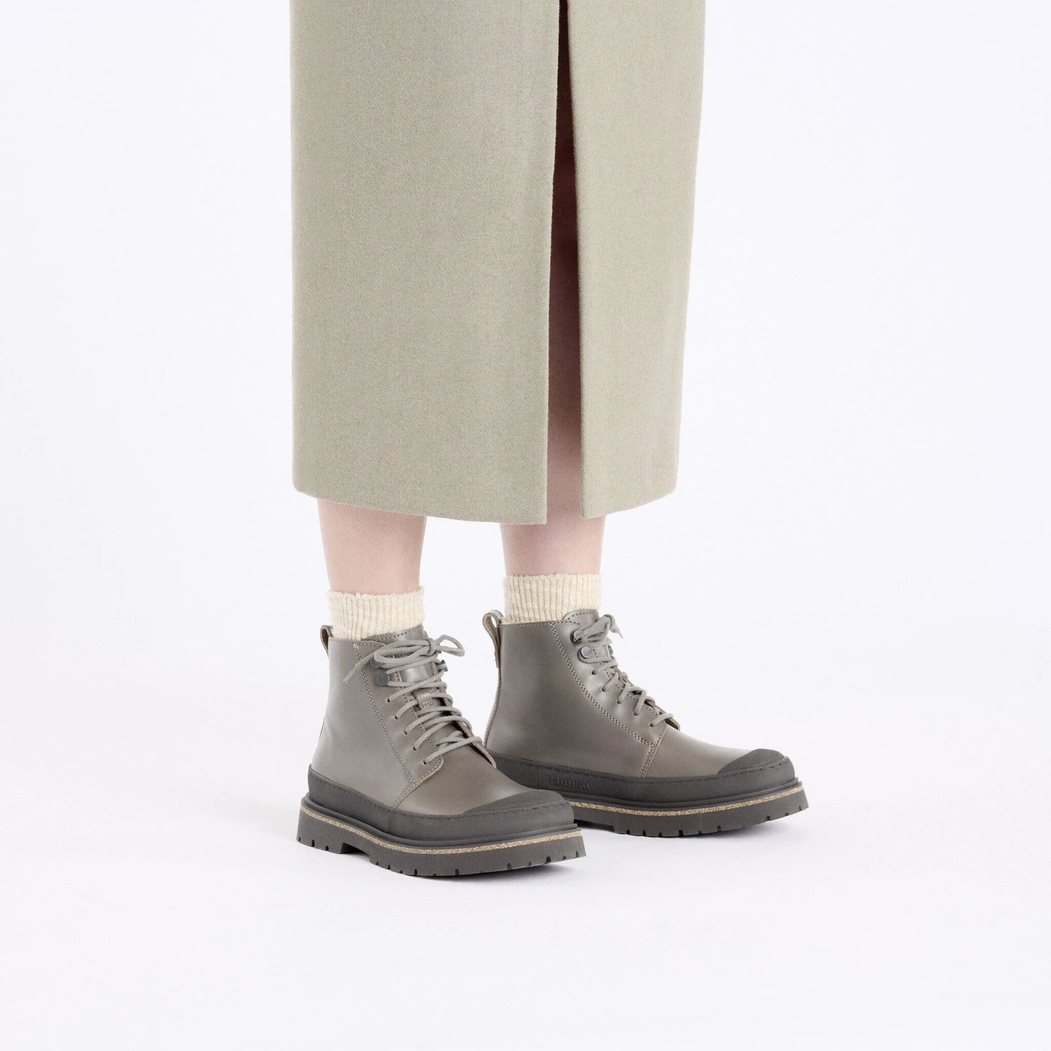 Birkenstock Prescott Lace Women Oiled Leather Concrete Gray 5 Birkenstock Prescott Lace Women Oiled Leather Concrete Gray - Image 5