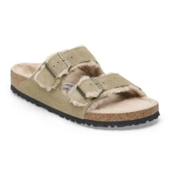 Birkenstock Arizona Shearling Suede Leather Taupe