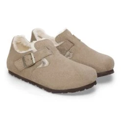 Birkenstock London Shearling Suede Leather Taupe -Birkenstock Sale Store 1028235 pair