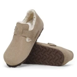 Birkenstock London Shearling Suede Leather Taupe -Birkenstock Sale Store 1028235 sole