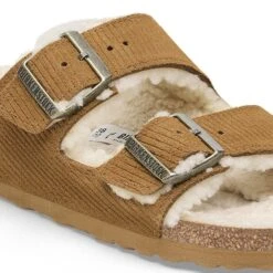 Birkenstock Arizona Shearling Suede Leather-Shearling Corduroy Cork Brown -Birkenstock Sale Store 1028258 detail 1