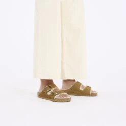 Birkenstock Arizona Shearling Suede Leather-Shearling Corduroy Cork Brown -Birkenstock Sale Store 1028258 f look f