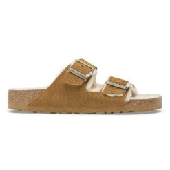 Birkenstock Arizona Shearling Suede Leather-Shearling Corduroy Cork Brown -Birkenstock Sale Store 1028258 side