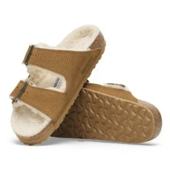 Birkenstock Arizona Shearling Suede Leather-Shearling Corduroy Cork Brown -Birkenstock Sale Store 1028258 sole