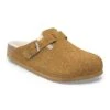 Birkenstock Boston Teddy Shearling Suede Leather-Shearling Corduroy Cork Brown