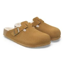 Birkenstock Boston Teddy Shearling Suede Leather-Shearling Corduroy Cork Brown -Birkenstock Sale Store 1028270 pair