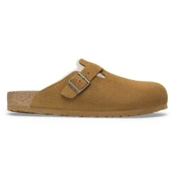 Birkenstock Boston Teddy Shearling Suede Leather-Shearling Corduroy Cork Brown -Birkenstock Sale Store 1028270 side